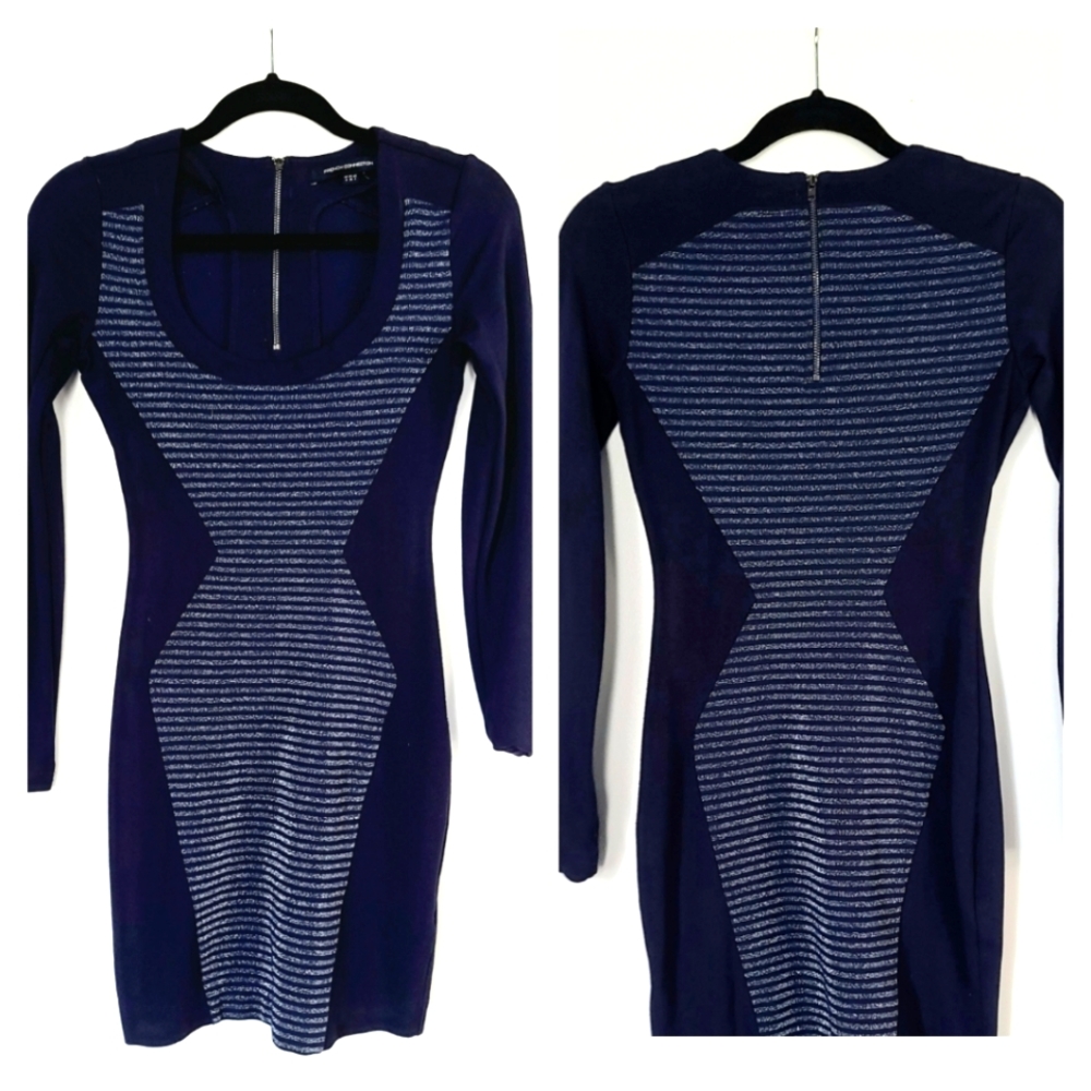 French Connection Navy Silver Bodycon Dress 4
